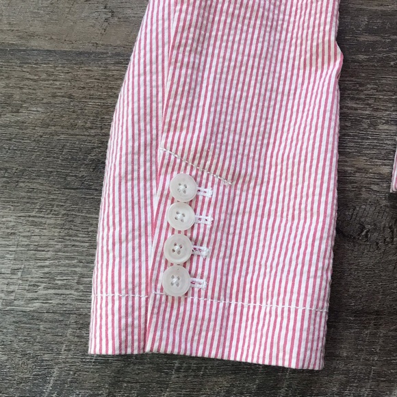 J. Crew Pink and White Seersucker Blazer Size 8 - Picture 2 of 7